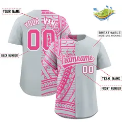 Silver Pink Tribal Split Baseball Jersey 2