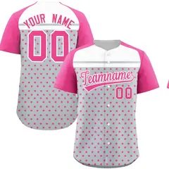 Silver Pink White Raglan Star Print Baseball Jersey 1