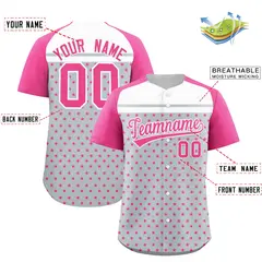 Silver Pink White Raglan Star Print Baseball Jersey 2