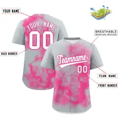 Silver Pink White Skeleton Graffiti Baseball Jersey 2