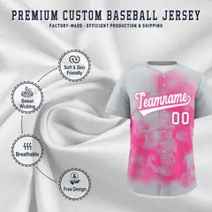 Silver Pink White Skeleton Graffiti Baseball Jersey 4