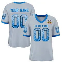 Silver Powder Blue-Black Drift Fashion Mesh Football Jersey