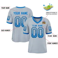 Silver Powder Blue-Black Drift Fashion Mesh Football Jersey 2