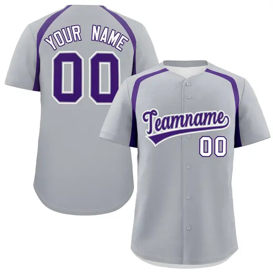Silver Purple Color Block Authentic Baseball Jersey