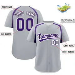 Silver Purple Color Block Authentic Baseball Jersey 2