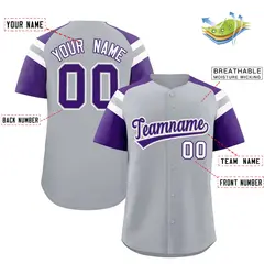Silver Purple Contrast Raglan Baseball Jersey 2