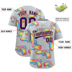 Silver Purple Graffiti Pattern Baseball Jersey 2