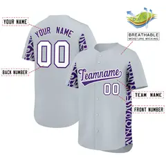 Silver Purple Leopard Graffiti Side Design Baseball Jersey 2