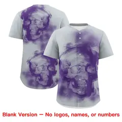 Silver Purple Old Gold Skeleton Graffiti Baseball Jersey 8