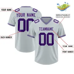 Silver Purple Square Neckline Football Jersey 2