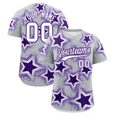 Silver Purple Star Graffiti Baseball Jersey
