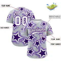Silver Purple Star Graffiti Baseball Jersey 2
