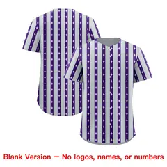 Silver Purple Thick Striped Star Pattern Baseball Jersey 7