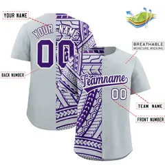 Silver Purple Tribal Split Baseball Jersey 2