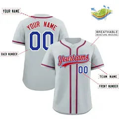 Silver Quick Dry Baseball Jersey 2