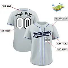 Silver Quick Dry Baseball Jersey 2
