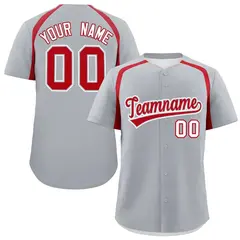 Silver Red Color Block Authentic Baseball Jersey 1