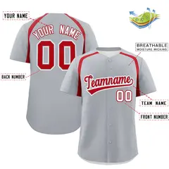 Silver Red Color Block Authentic Baseball Jersey 2