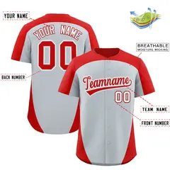Silver Red Edge Color Block Authentic Baseball Jersey 2