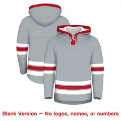 Silver Red Lace-Up Neck Hockey Hoodie 7