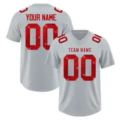 Silver Red Sequin Lettering Stretch Football Jersey 1