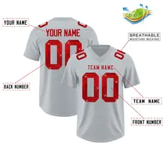 Silver Red Sequin Lettering Stretch Football Jersey 2