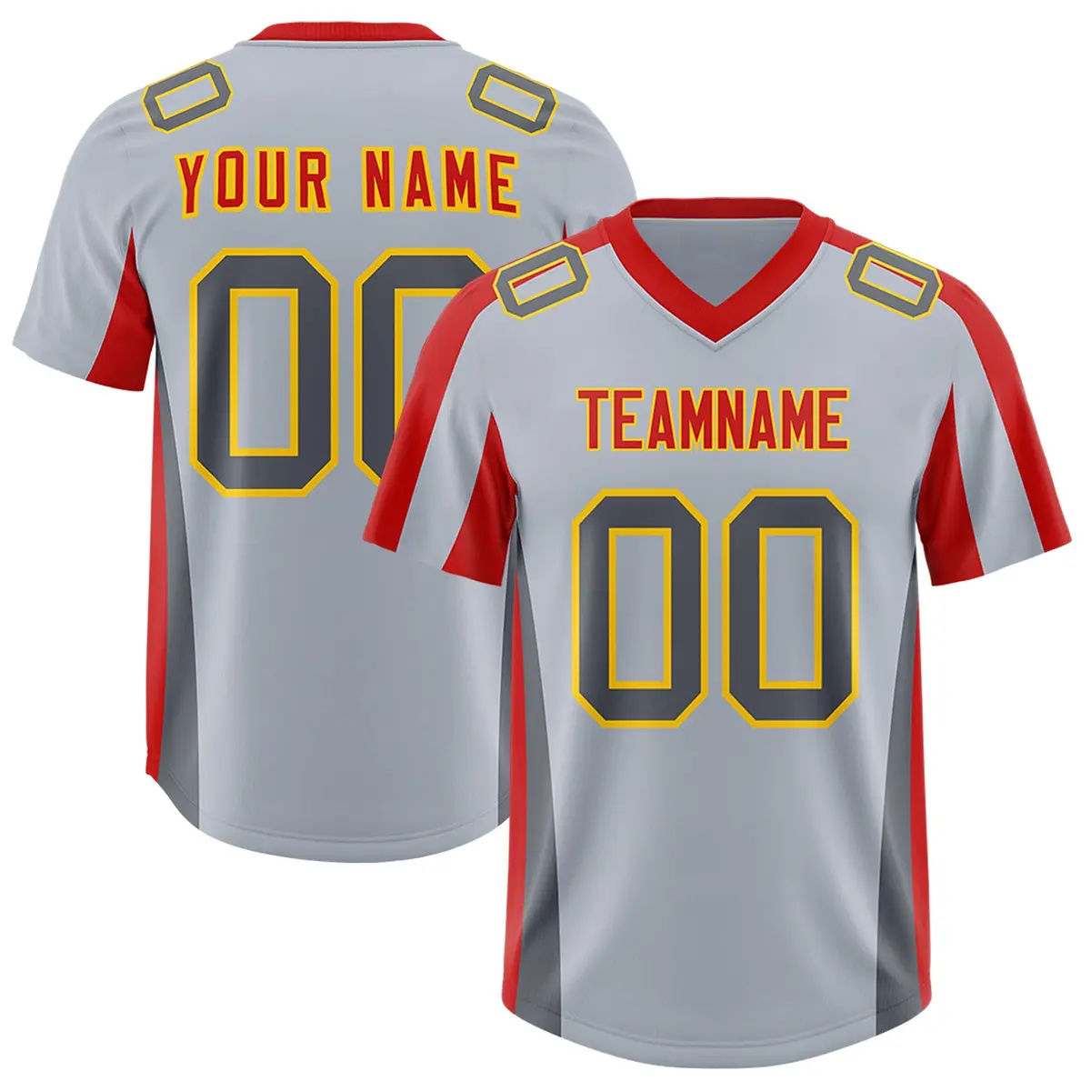 Silver Red Side Stripe Authentic Football Jersey