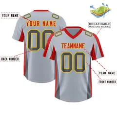 Silver Red Side Stripe Authentic Football Jersey 2