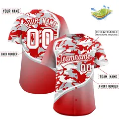 Silver Red White Camo Gradient Fashion Baseball Jersey 2