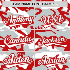 Silver Red White Camo Gradient Fashion Baseball Jersey 3
