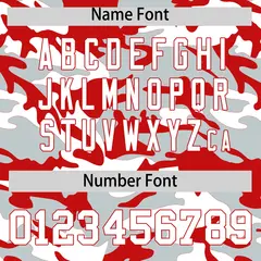 Silver Red White Camo Gradient Fashion Baseball Jersey 4