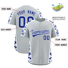 Silver Royal Blue Side Camo Baseball Jersey 2