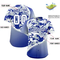 Silver Royal Blue White Camo Gradient Baseball Jersey 2
