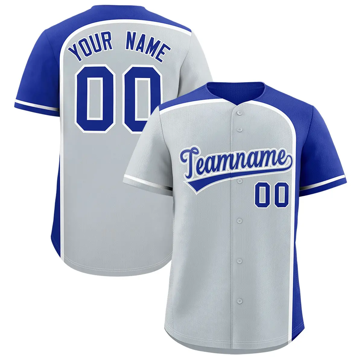 Silver Royal Color Block Authentic Baseball Jersey