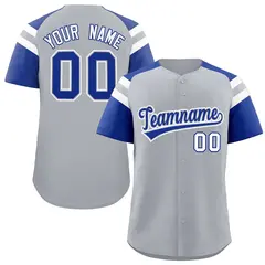 Silver Royal Contrast Raglan Baseball Jersey 1