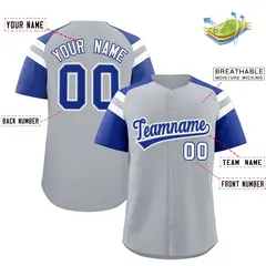 Silver Royal Contrast Raglan Baseball Jersey 2