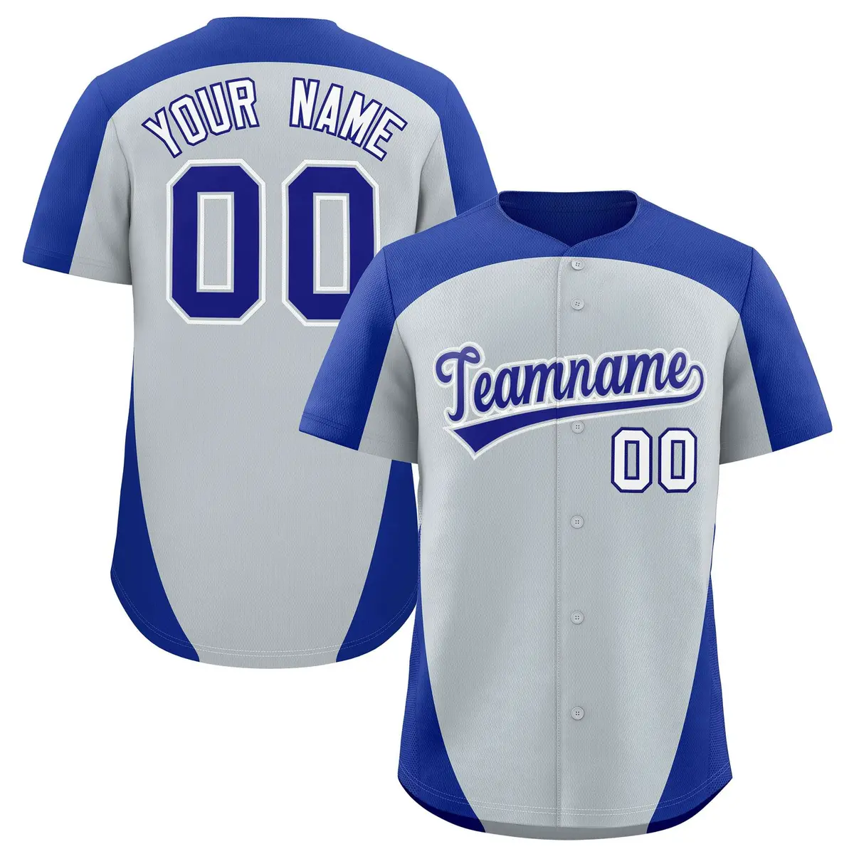 Silver Royal Edge Color Block Baseball Jersey