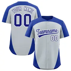 Silver Royal Edge Color Block Baseball Jersey 1