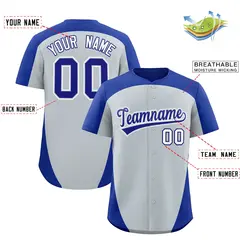 Silver Royal Edge Color Block Baseball Jersey 2