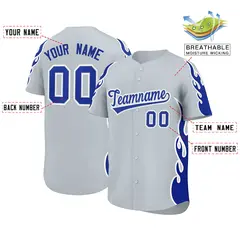 Silver Royal Flame Outline Side Pattern Basketball Jersey 2