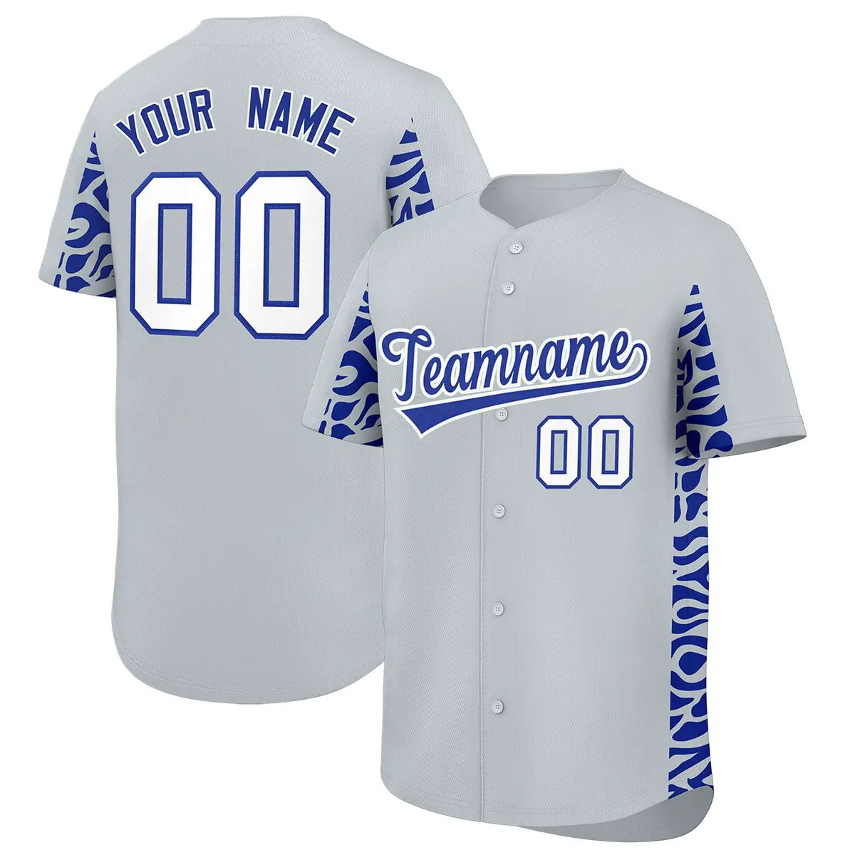 Silver Royal Leopard Graffiti Side Design Baseball Jersey