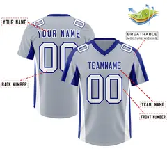 Silver Royal Side Stripe Authentic Football Jersey 2