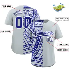Silver Royal Tribal Split Baseball Jersey 2