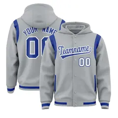 Silver Royal Varsity Letterman Shoulder Color Block Jacket Hoodie