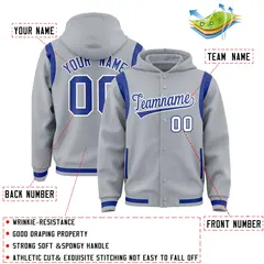 Silver Royal Varsity Letterman Shoulder Color Block Jacket Hoodie 4