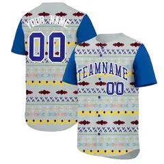 Silver Royal White Mexican Style Baseball Jersey