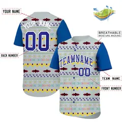 Silver Royal White Mexican Style Baseball Jersey 2