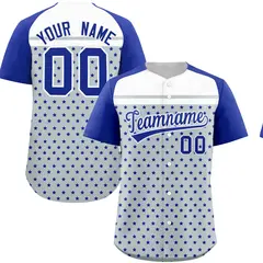 Silver Royal White Raglan Star Print Baseball Jersey 1