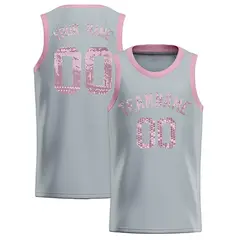 Silver Sequined Trim Athletic Basketball Jersey 1