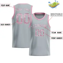 Silver Sequined Trim Athletic Basketball Jersey 2